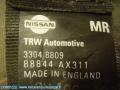 Turvavyö taka oikea 3304 8809 Nissan micra 03-07